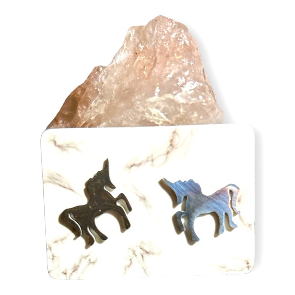 Stainless Steel Unicorn Stud Earrings - Picture 1 of 3